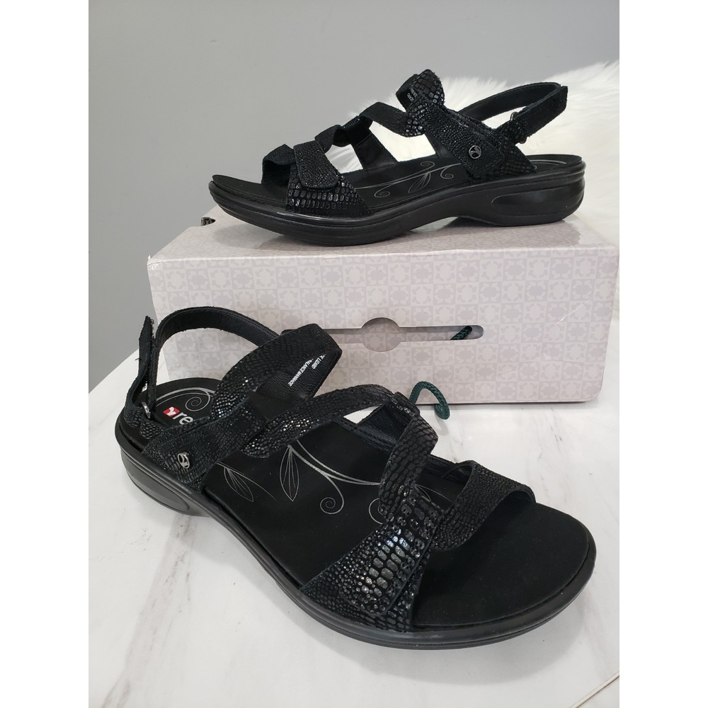 NEW 10 WIDE Miami Emerald BLACK Lizard Leather Comfort Sandals fisherman ankle‎